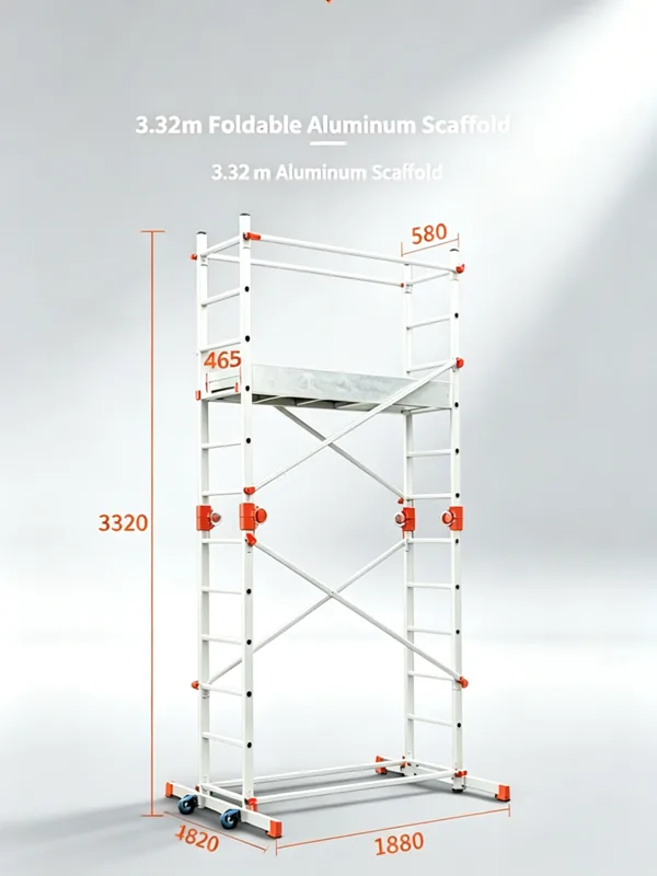 Foldable aluminum scaffold 3.32 m dimensions