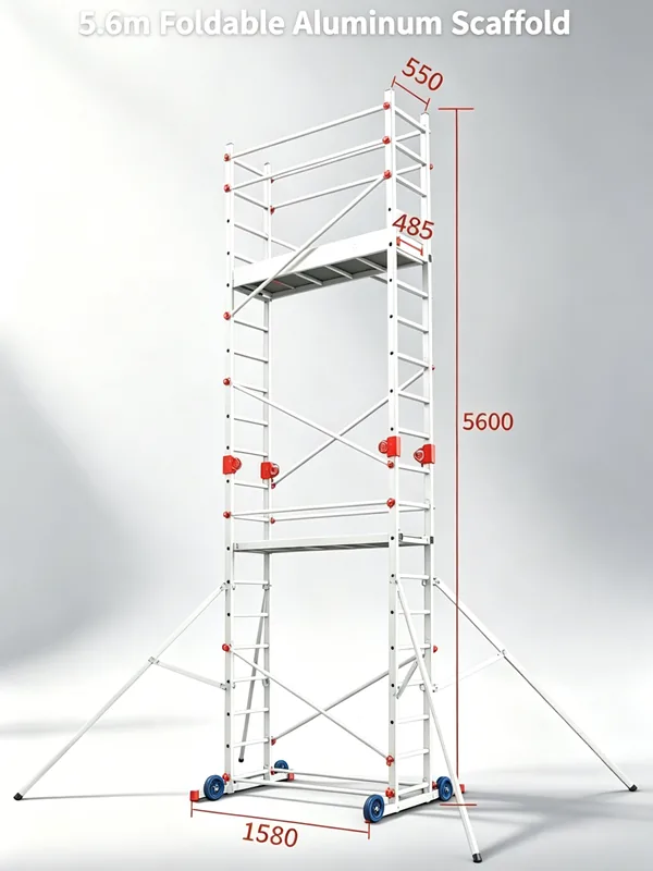 Foldable aluminum scaffold 5.6 m dimensions
