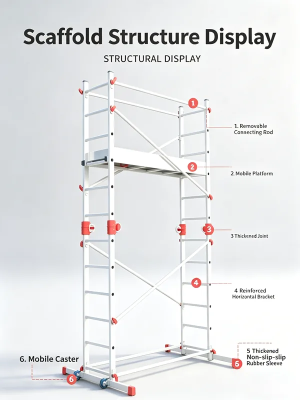Foldable aluminum scaffold structure display